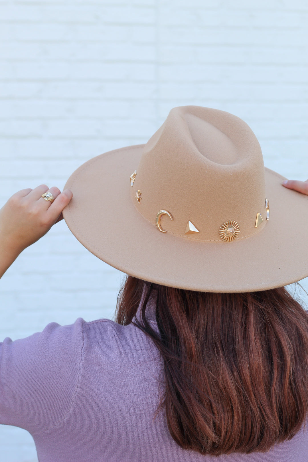 STUDDED SUN MOON STAR FEDORA