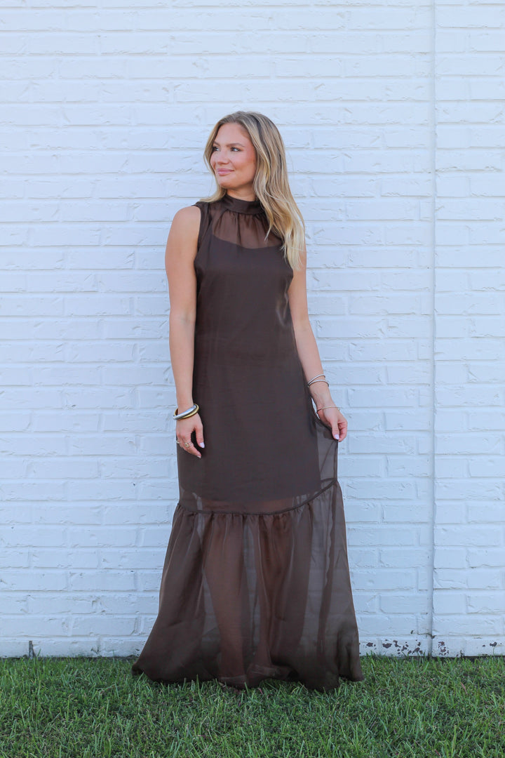 ESPRESSO MARTINI ORGANZA MAXI DRESS