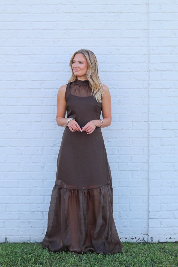 ESPRESSO MARTINI ORGANZA MAXI DRESS