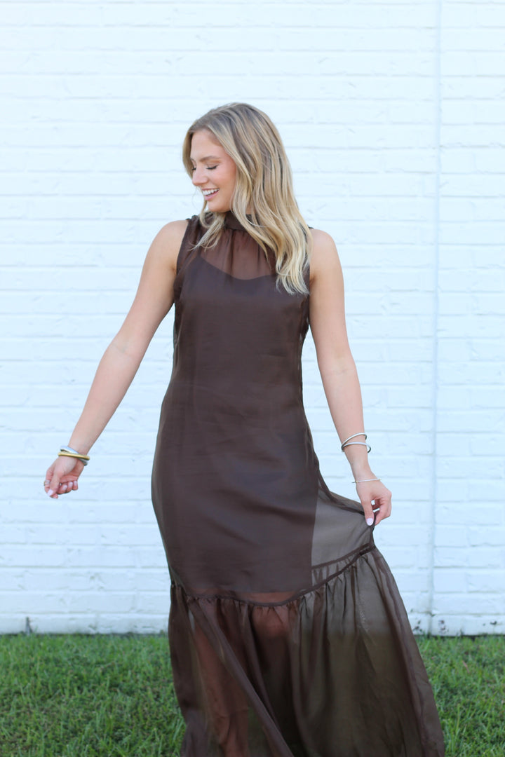 ESPRESSO MARTINI ORGANZA MAXI DRESS