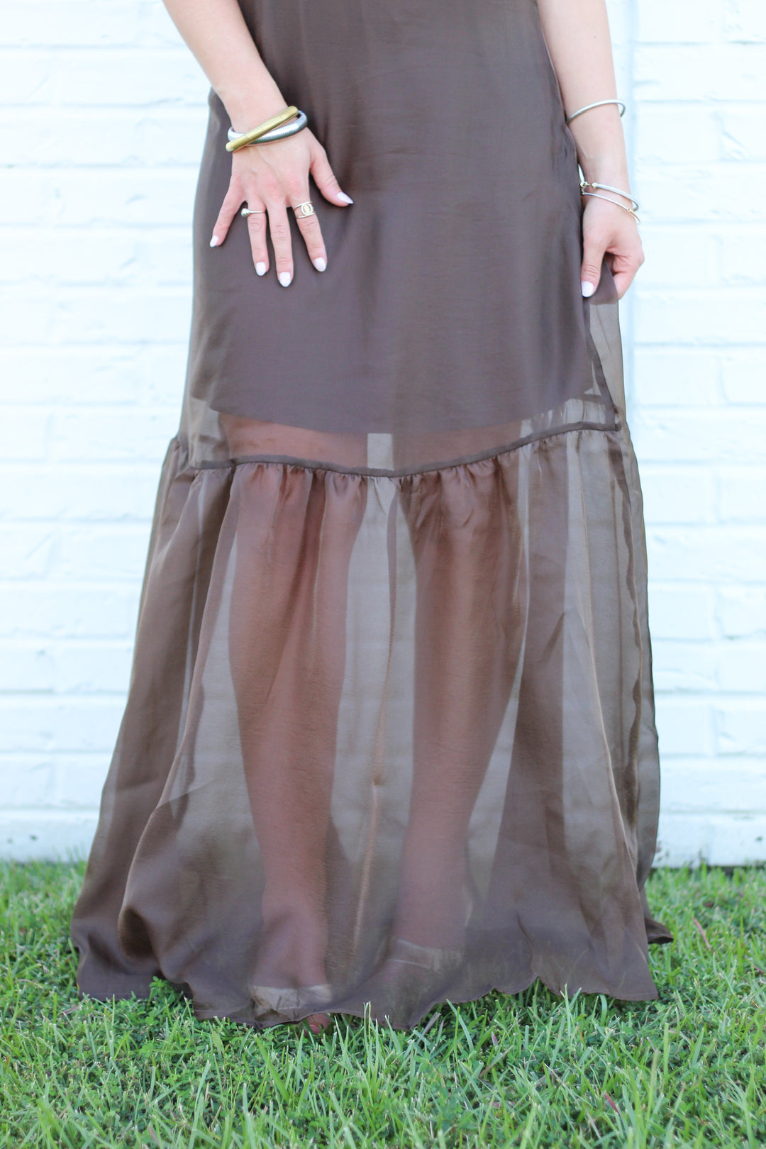 ESPRESSO MARTINI ORGANZA MAXI DRESS