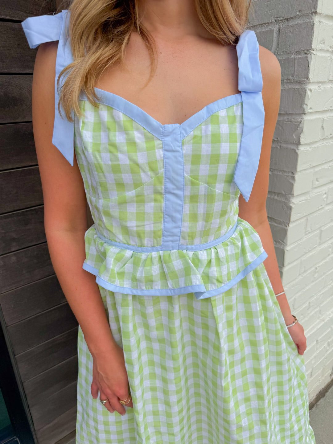 HONEYDEW RUFFLE MIDI DRESS
