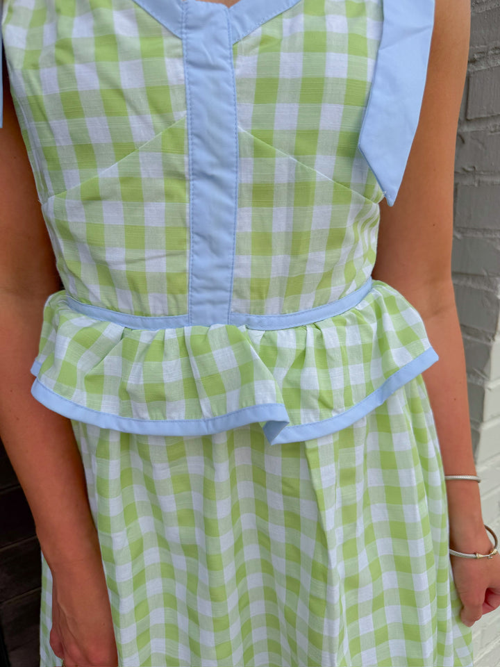 HONEYDEW RUFFLE MIDI DRESS