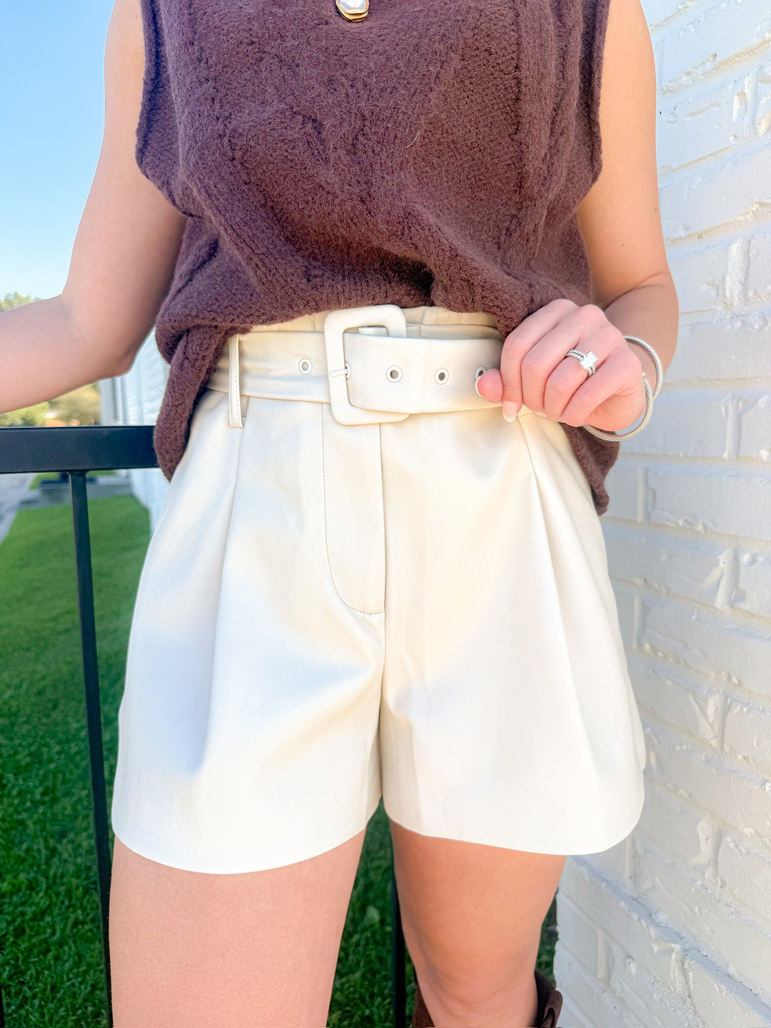 LUXE BELTED LEATHER SHORTS