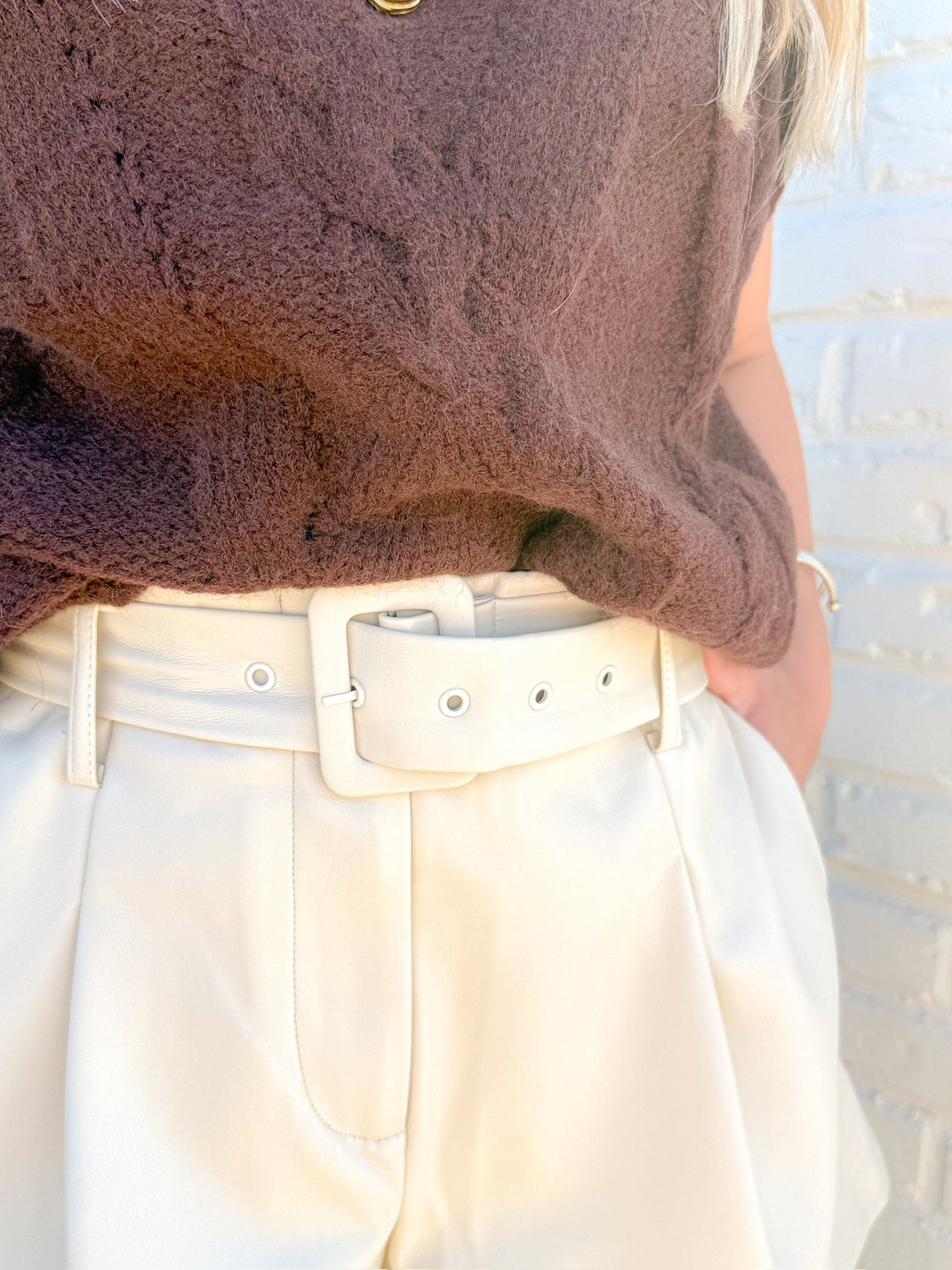 LUXE BELTED LEATHER SHORTS