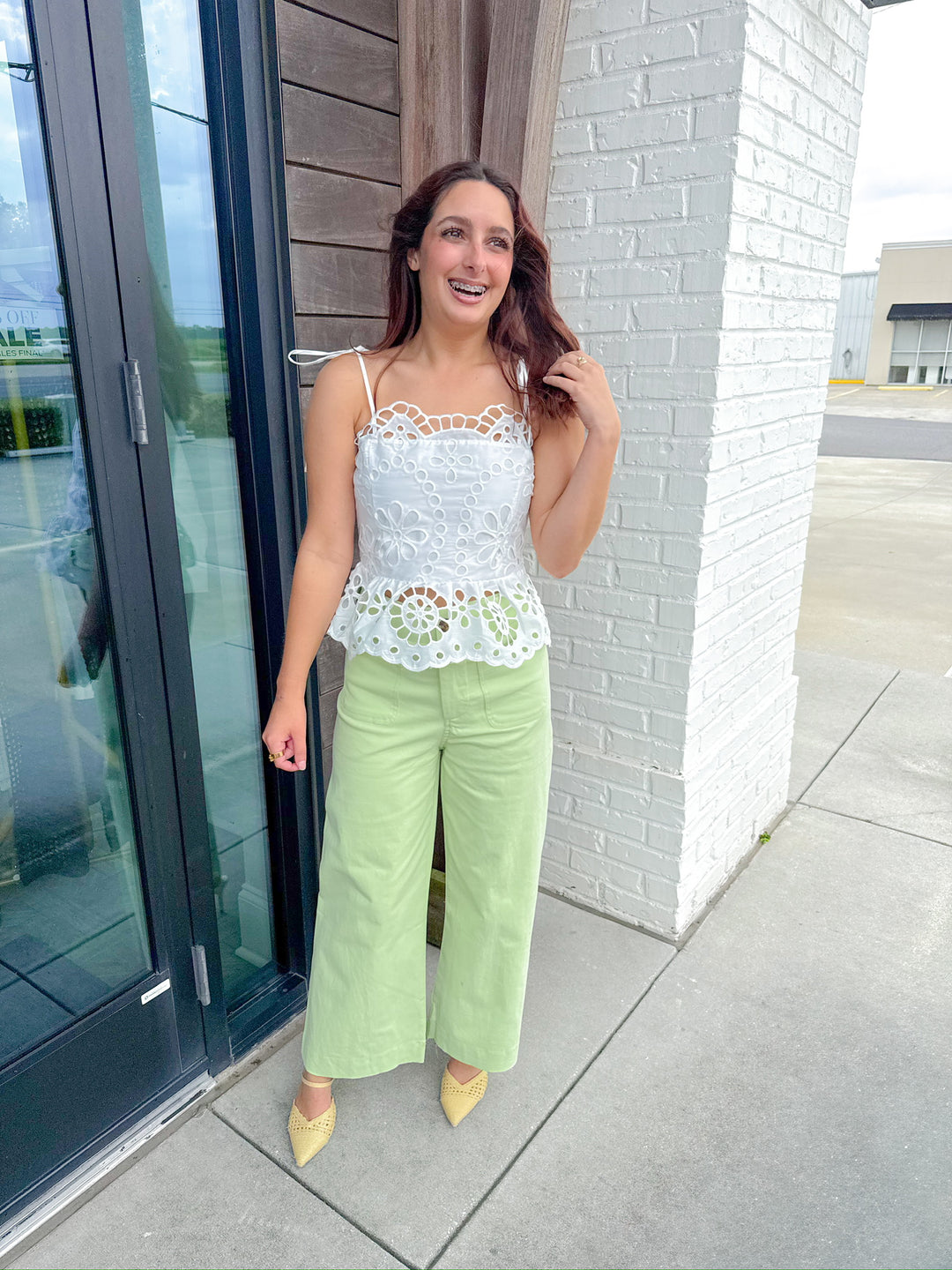 THE HADLEY EYELET PEPLUM TOP