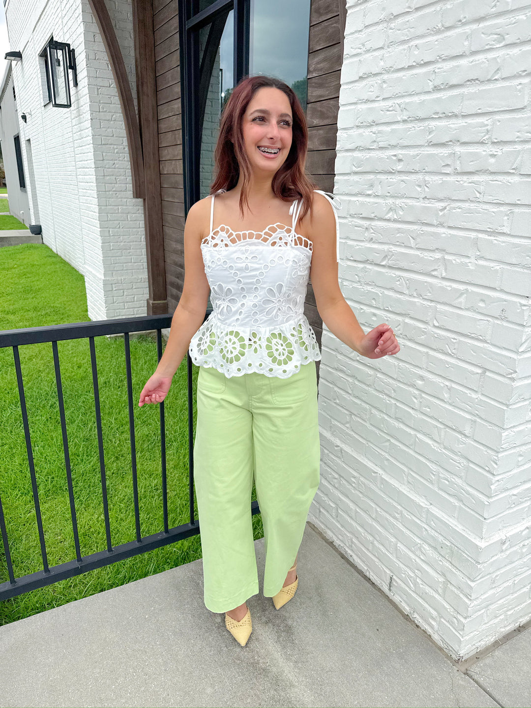 THE HADLEY EYELET PEPLUM TOP