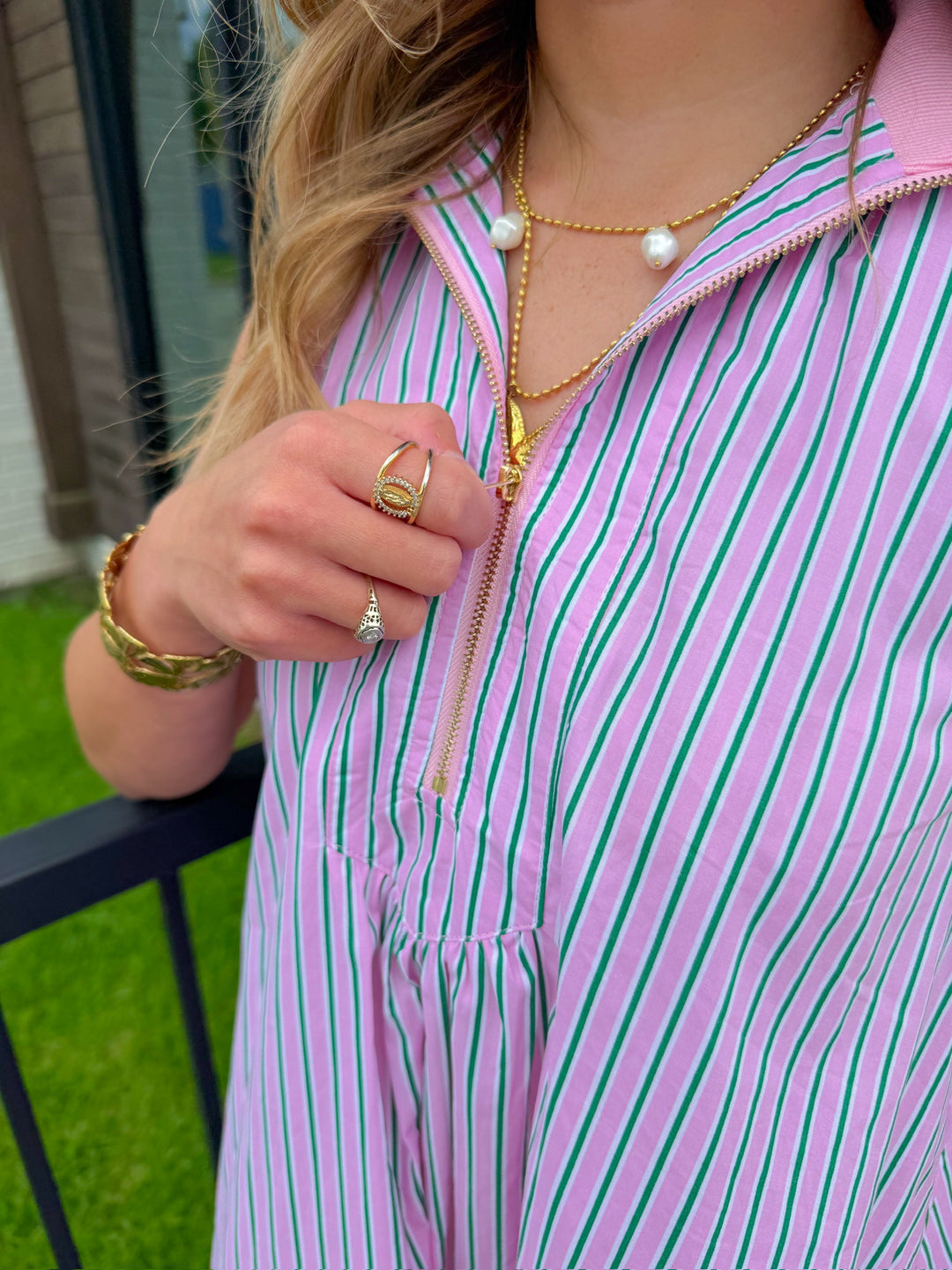 THE GEORGIA HALF ZIP A LINE MAXI DRESS