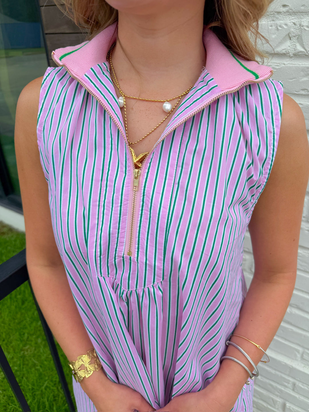 THE GEORGIA HALF ZIP A LINE MAXI DRESS