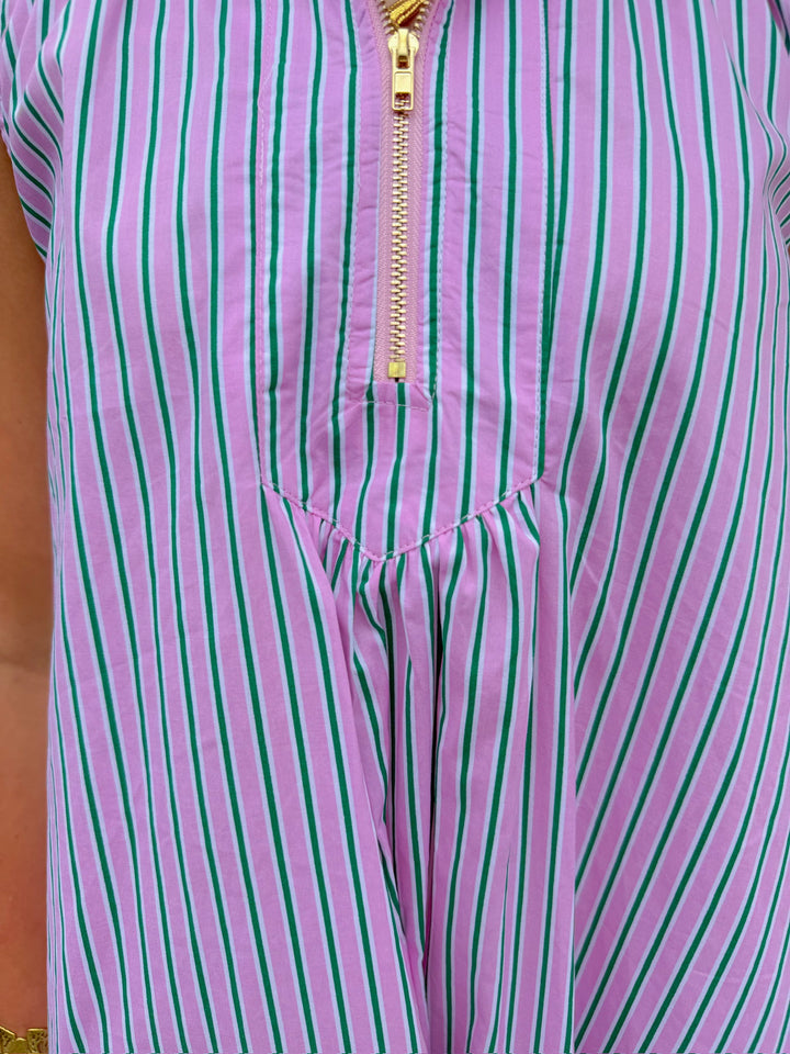 THE GEORGIA HALF ZIP A LINE MAXI DRESS