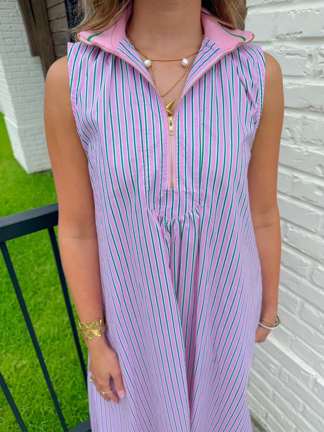 THE GEORGIA HALF ZIP A LINE MAXI DRESS