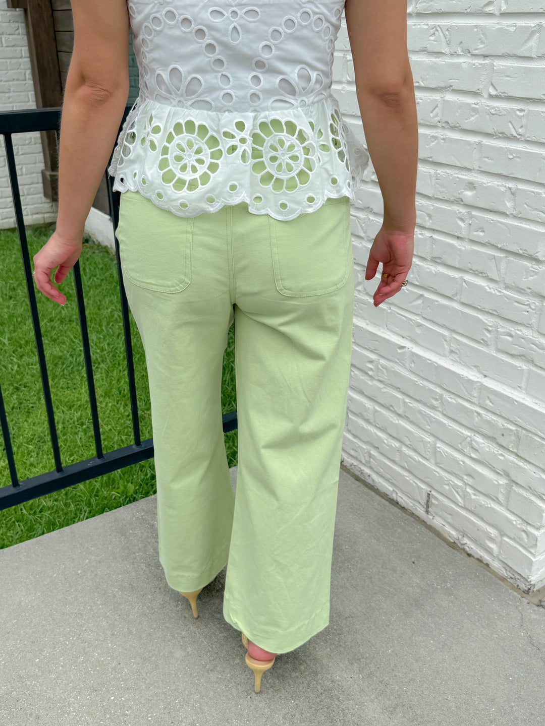 KEY LIME CROPPED WIDE LEG PANTS