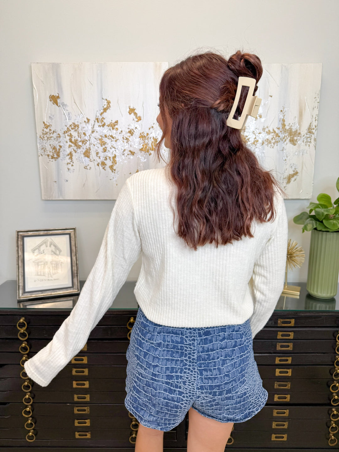 THE FOUNDATION RIBBED MOCK NECK BASIC TOP