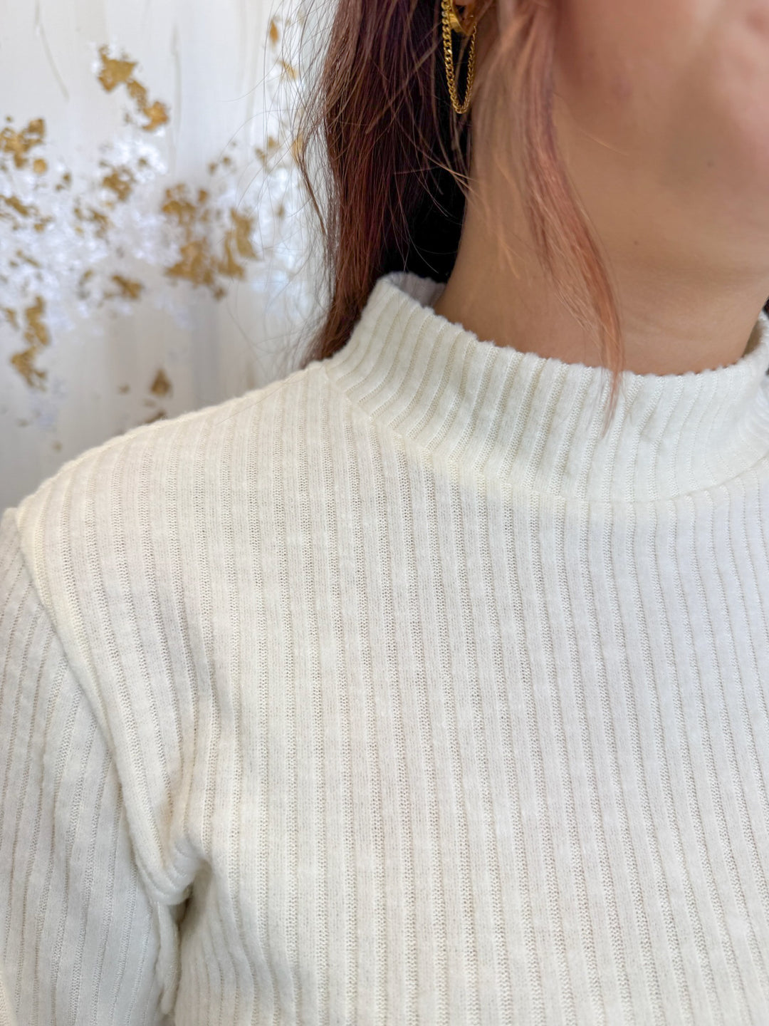 THE FOUNDATION RIBBED MOCK NECK BASIC TOP