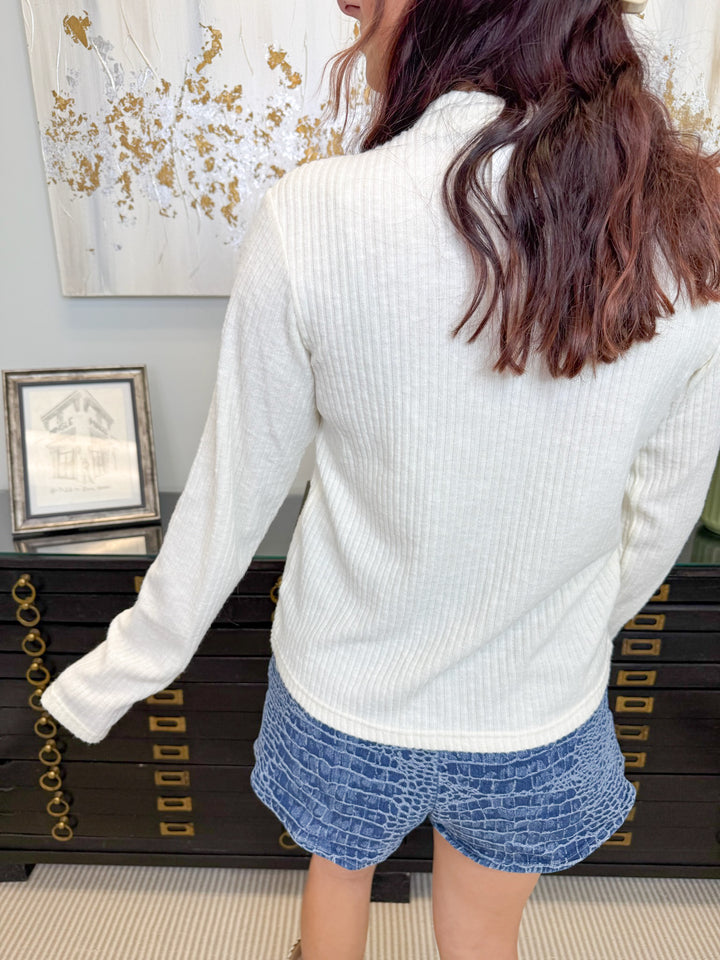 THE FOUNDATION RIBBED MOCK NECK BASIC TOP