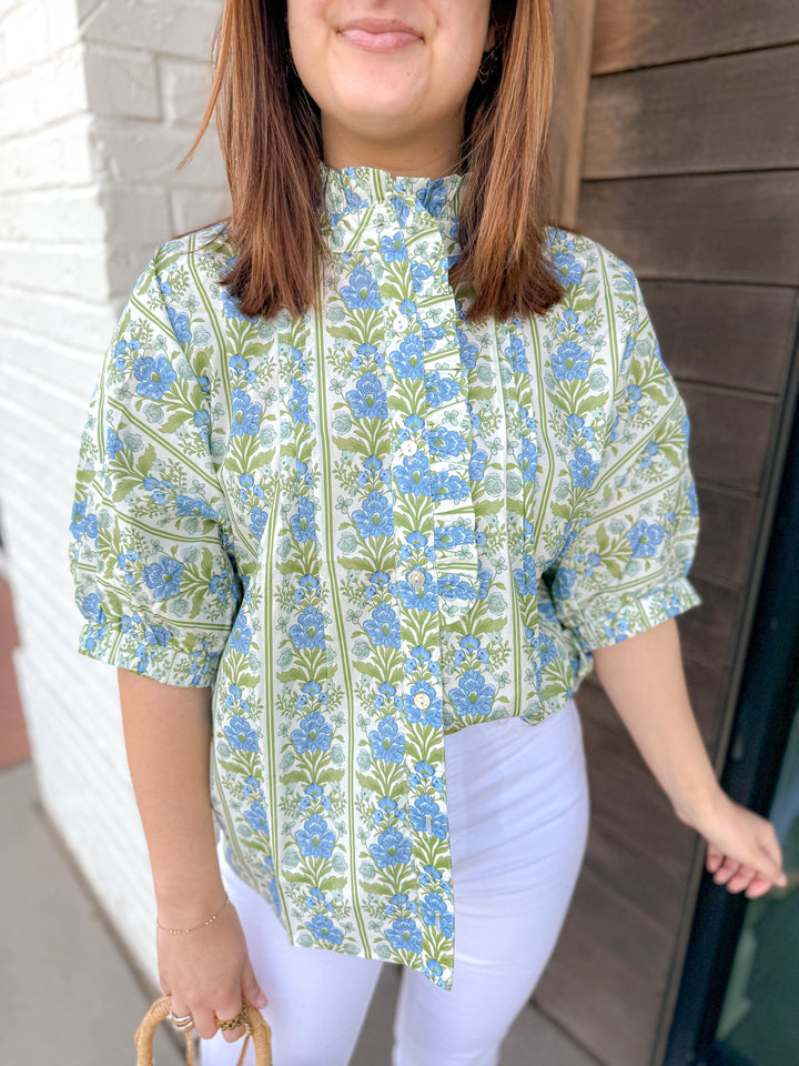 BLUE TUSCANY BLOUSE