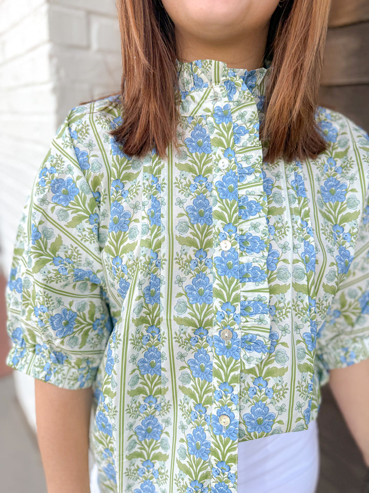 BLUE TUSCANY BLOUSE
