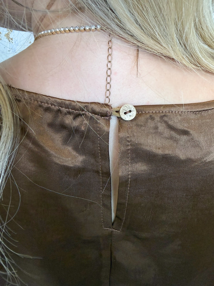 THE JULIETTE BROWN SATIN BLOUSE