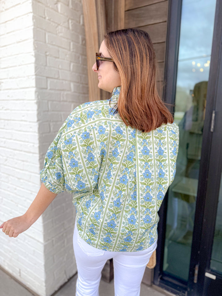 BLUE TUSCANY BLOUSE