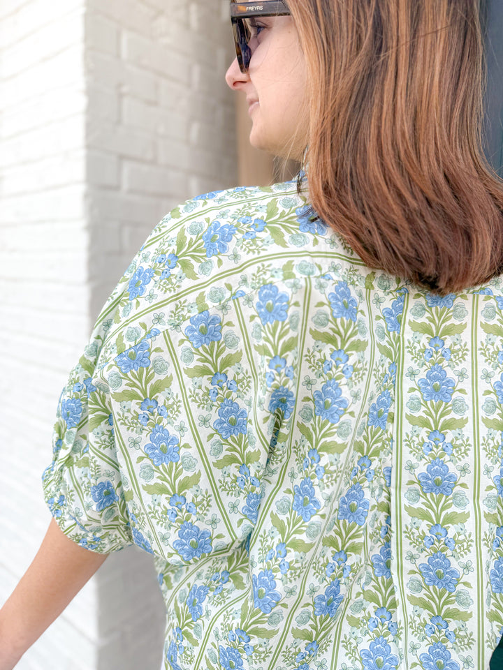 BLUE TUSCANY BLOUSE