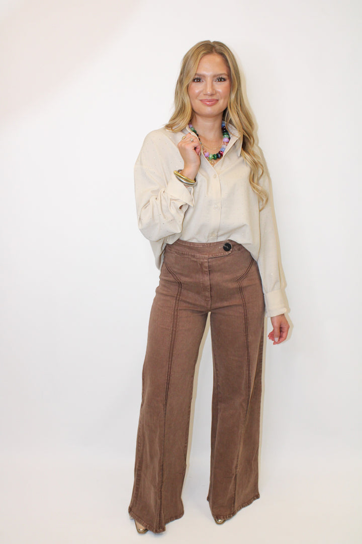 STELLA STUDDED BUTTON DOWN TOP