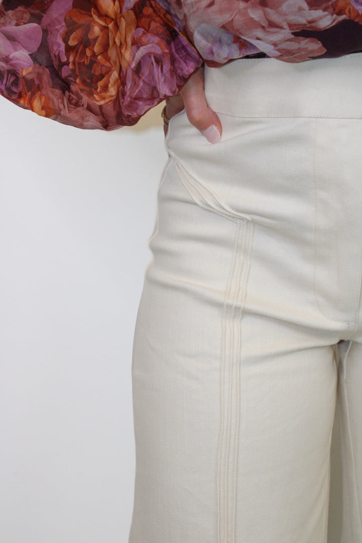 PURE FORM HIGH WAISTED CONTRAST STITCH FLARE PANT