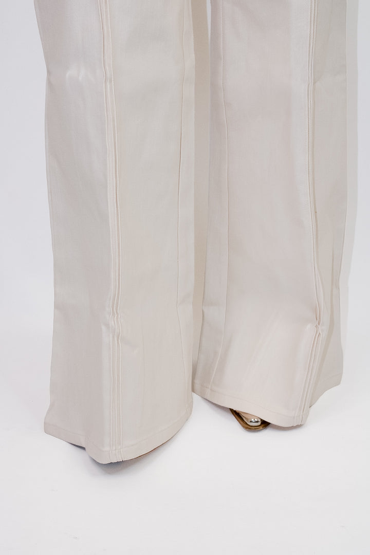 PURE FORM HIGH WAISTED CONTRAST STITCH FLARE PANT