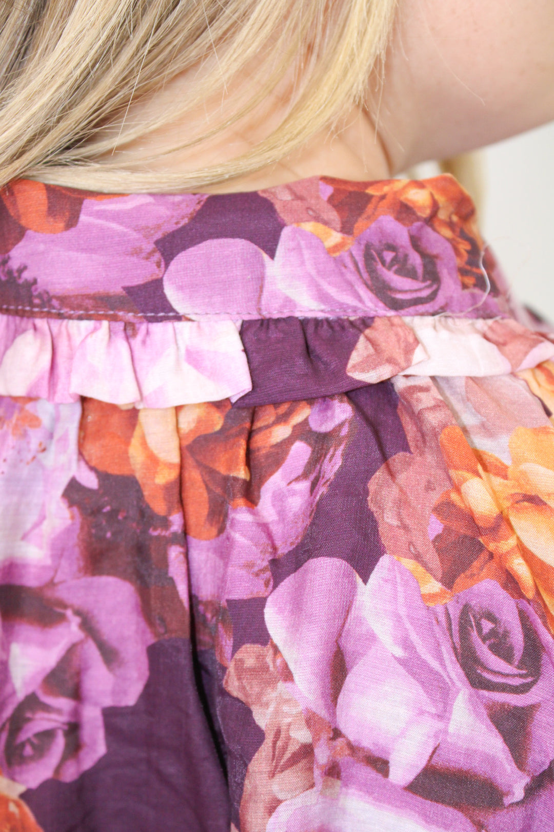 ALL TIED UP PURPLE FLORAL BLOUSE