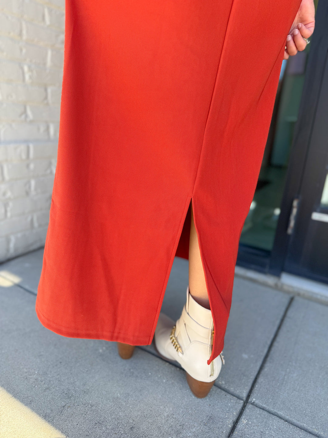 GLOW UP MIDI DRESS - RUST