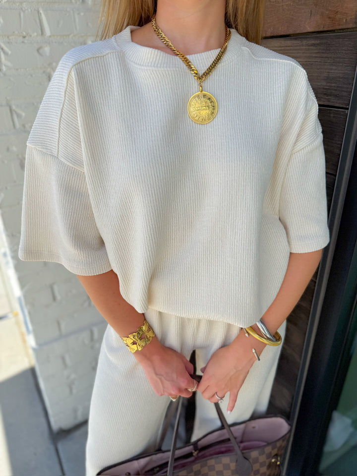 BARE NECESSITIES RIBBED MATCHING SET TOP