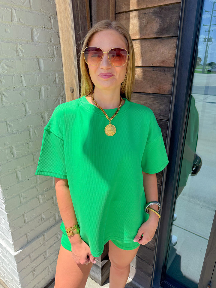 MATCH MADE RIBBED MATCHING SET TOP