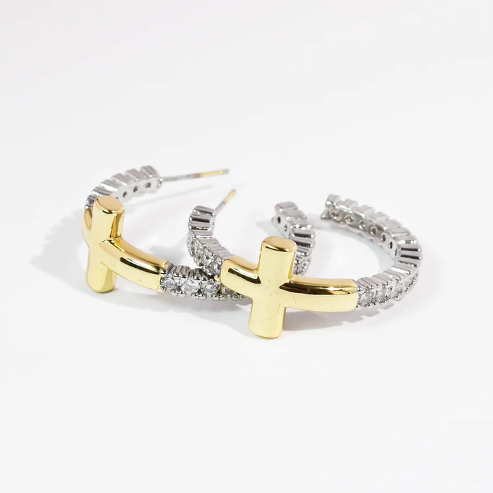 PREORDER - GLAM CROSS HOOPS