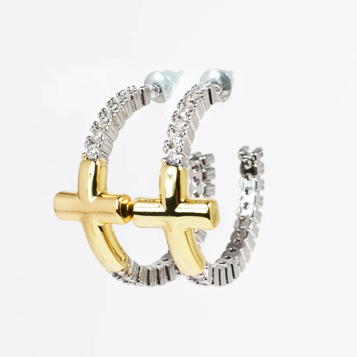 PREORDER - GLAM CROSS HOOPS
