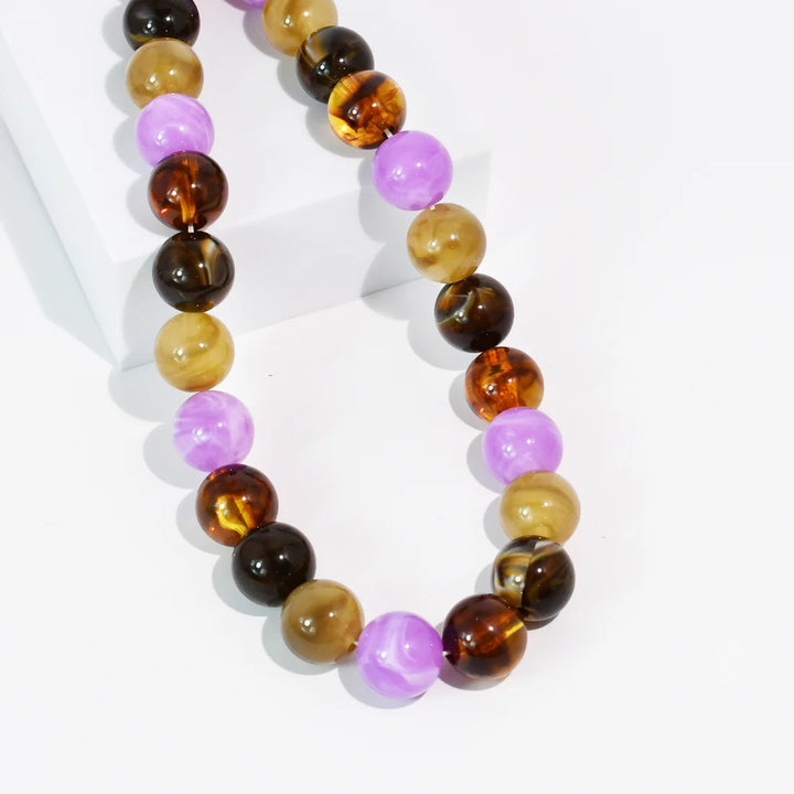 PREORDER - POP OF JOY PURPLE &amp; AMBER NECKLACE