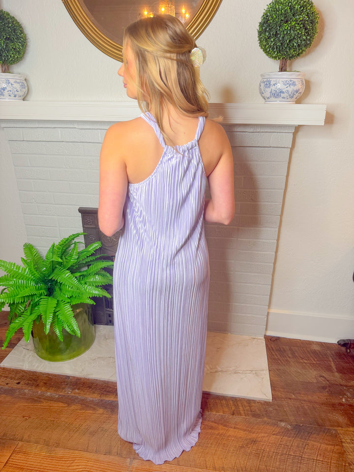 MELODY PLISSE HALTER MAXI DRESS