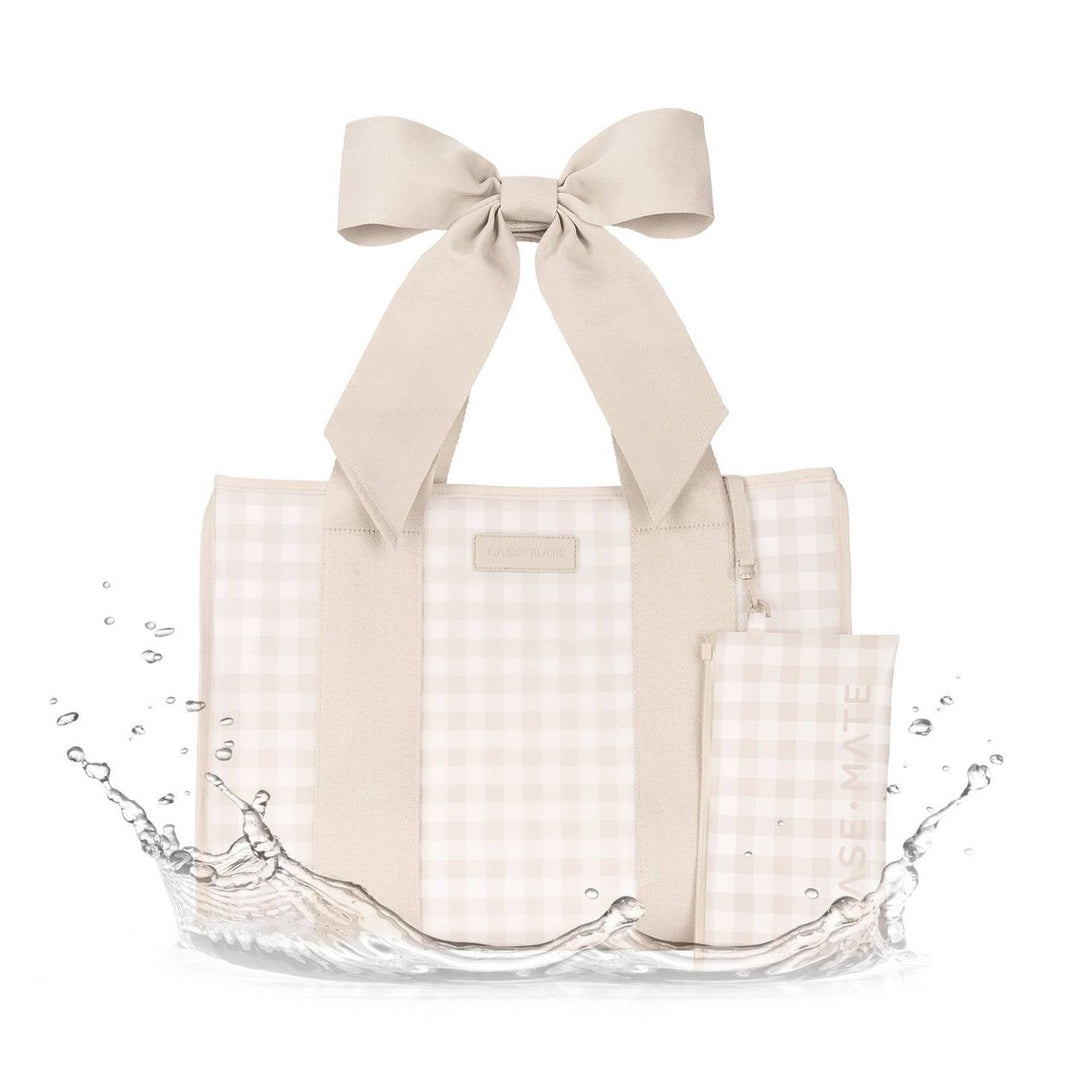 JELLY TOTE BAG - LATTE GINGHAM BOW