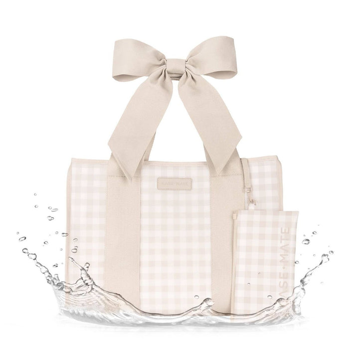 JELLY TOTE BAG - LATTE GINGHAM BOW