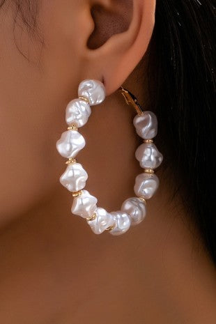 PEARL HOOP EARRINGS