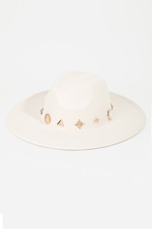 STUDDED SUN MOON STAR FEDORA