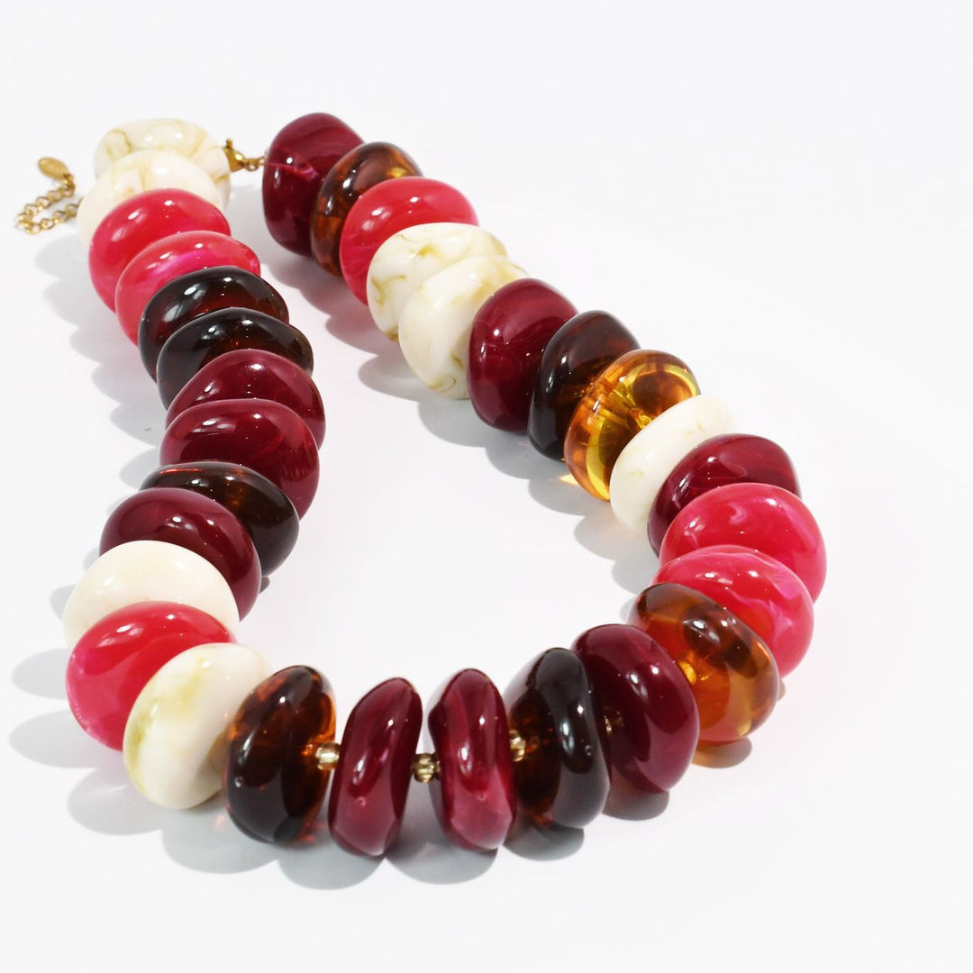 THE ICON NECKLACE - FUCHSIA/IVORY
