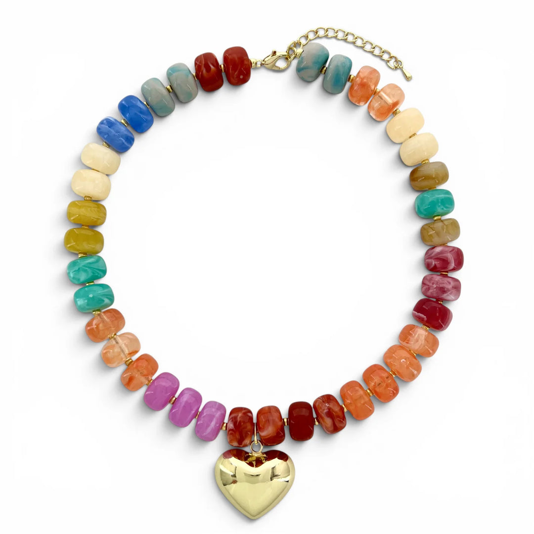 MULTI HEART BEADED NECKLACE