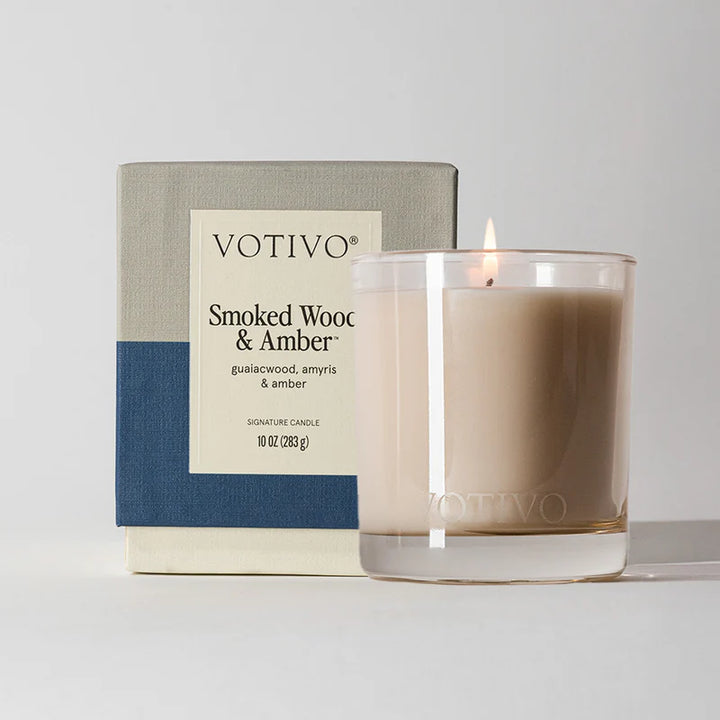 VOTIVO SIGNATURE CANDLE -  SMOKED WOOD &amp; AMBER