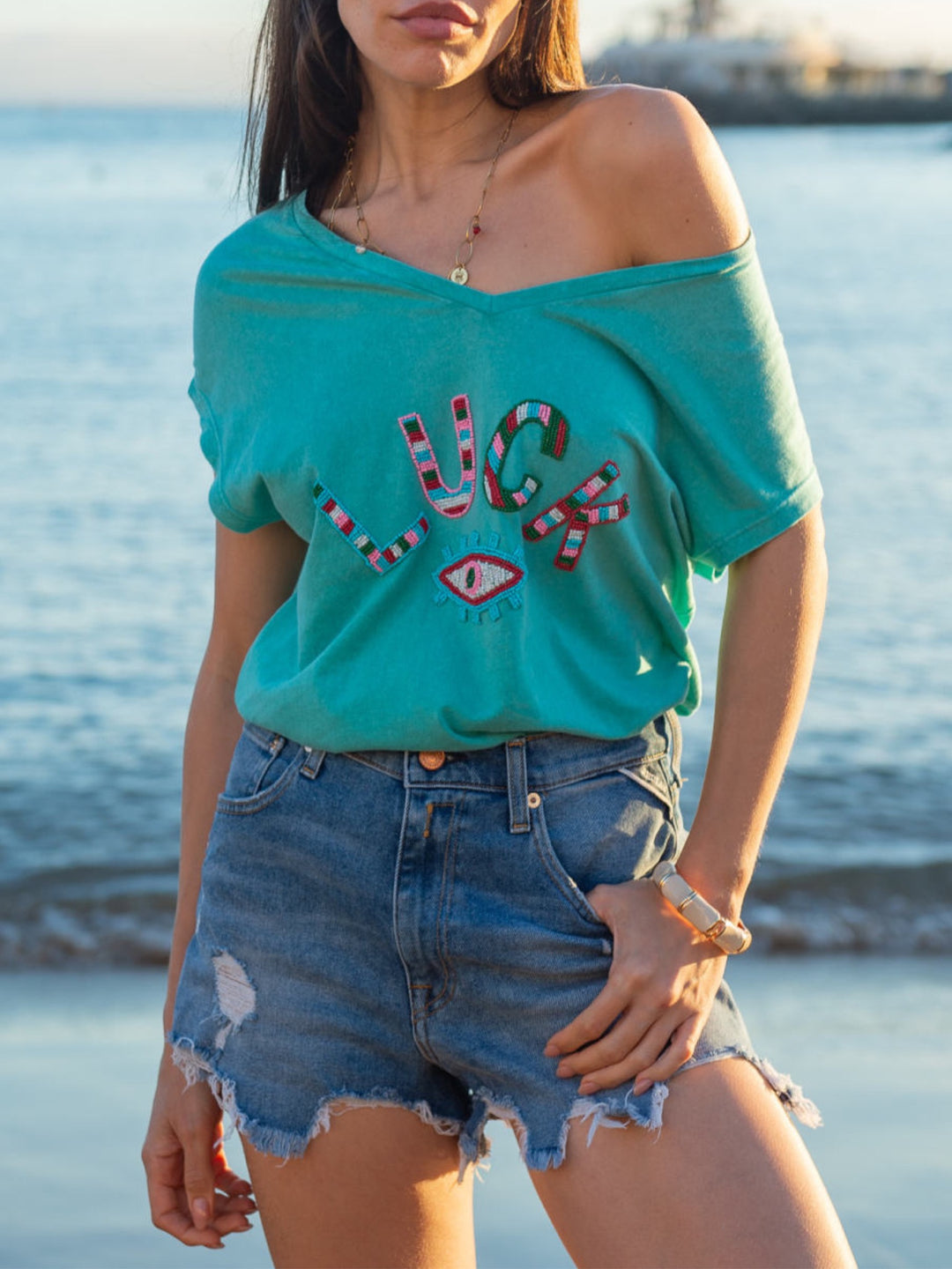 LUCK BEADED TEE