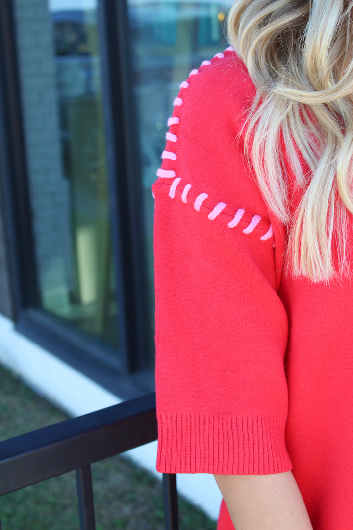 THE INSIDE OUT SHORT SLEEVE KNIT TOP