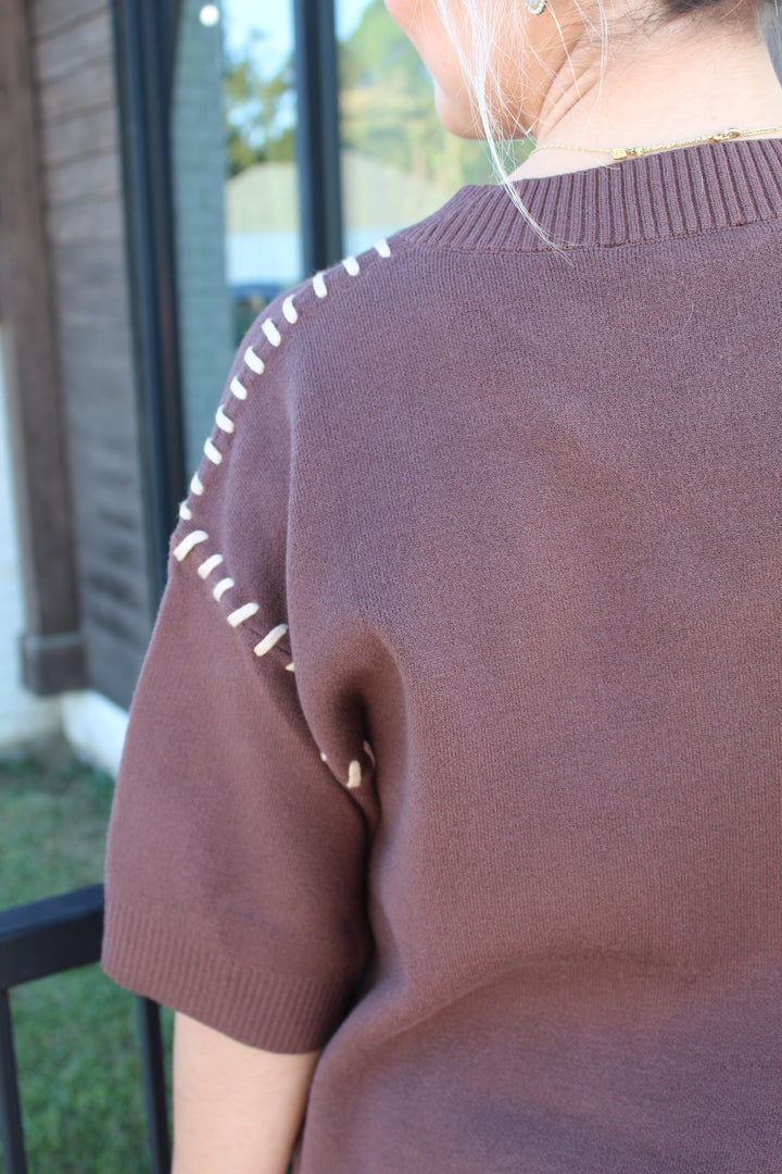 THE INSIDE OUT SHORT SLEEVE KNIT TOP