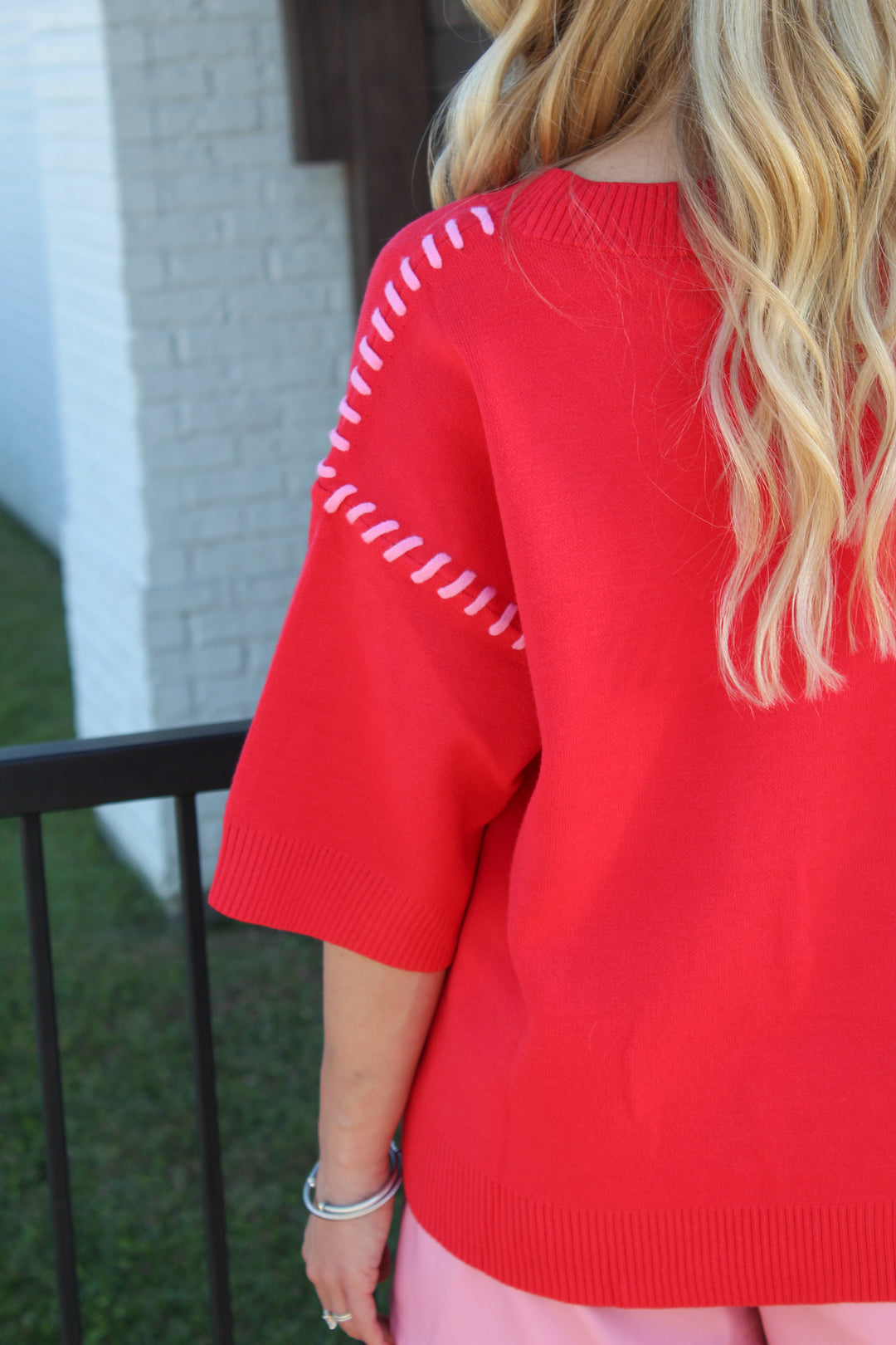 THE INSIDE OUT SHORT SLEEVE KNIT TOP