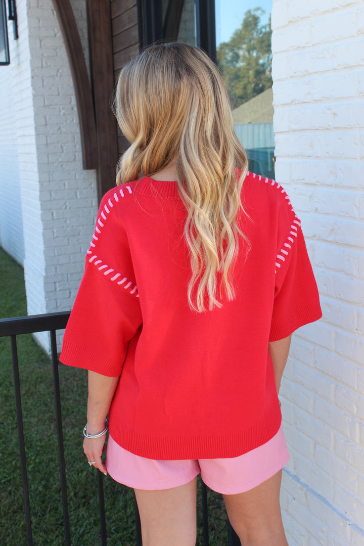 THE INSIDE OUT SHORT SLEEVE KNIT TOP