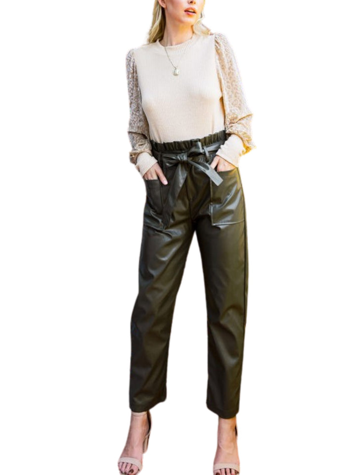 MARKI OLIVE LEATHER PANT